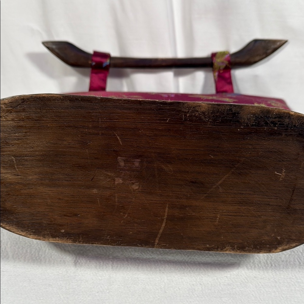 Vintage Avara Style Asian Dragonfly Satin and Wood Purse - Picture 4 of 6
